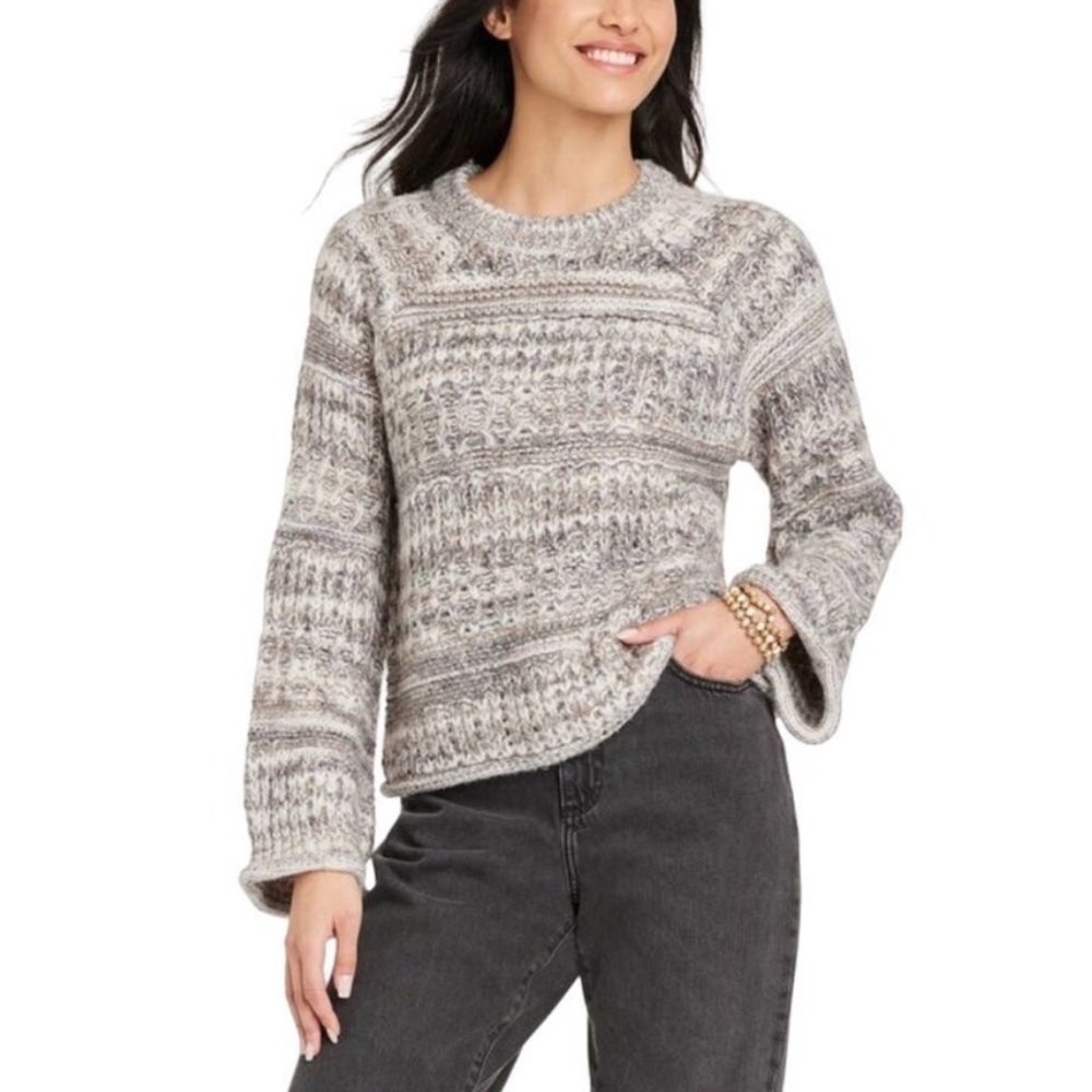 Grey Bell Sleeve Sweater